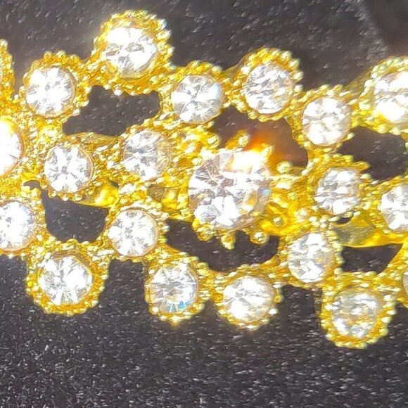 SET of gold plated crystal brooches/pins Isadora - Picture 1 of 2